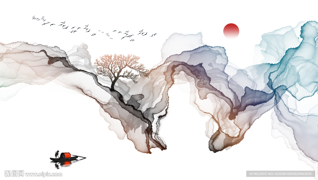 新中式烟墨背景