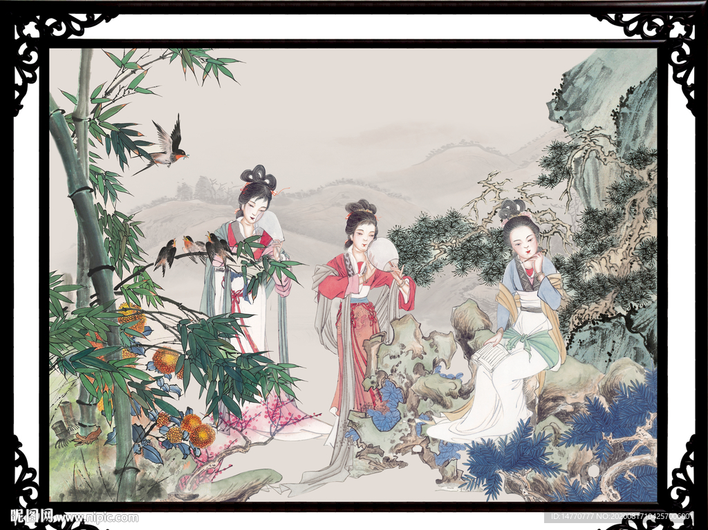 人物屏风