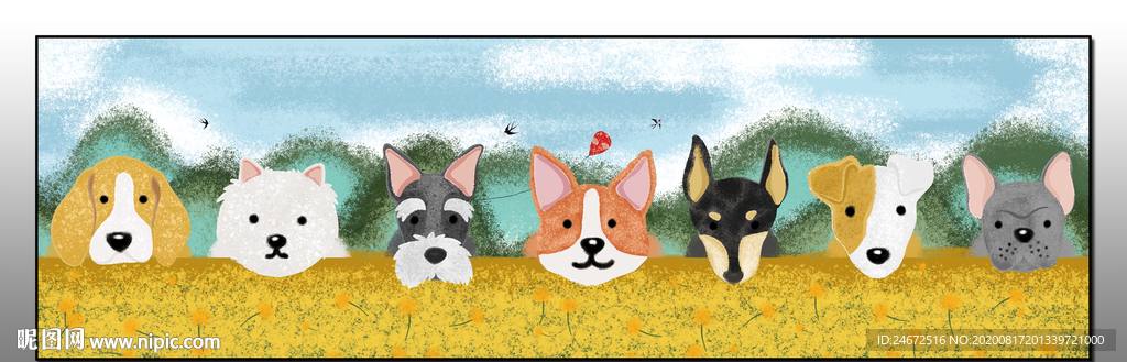 可爱卡通 床头画 轻奢