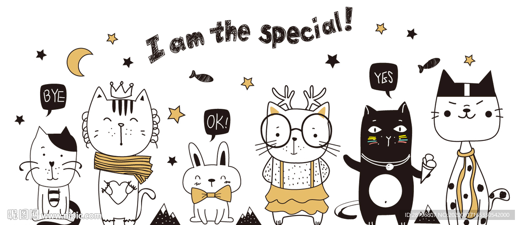 巨幅卡通手绘欧式动物