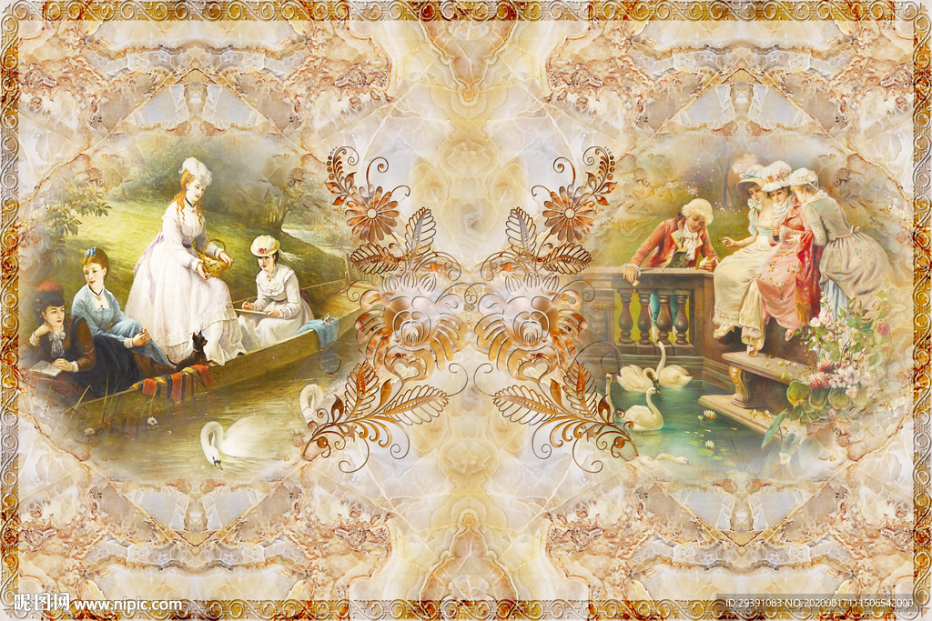 欧式古典油画大理石壁画图片