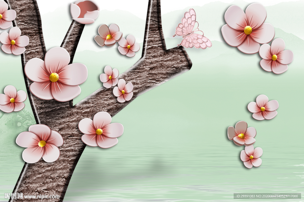 简约桃花树