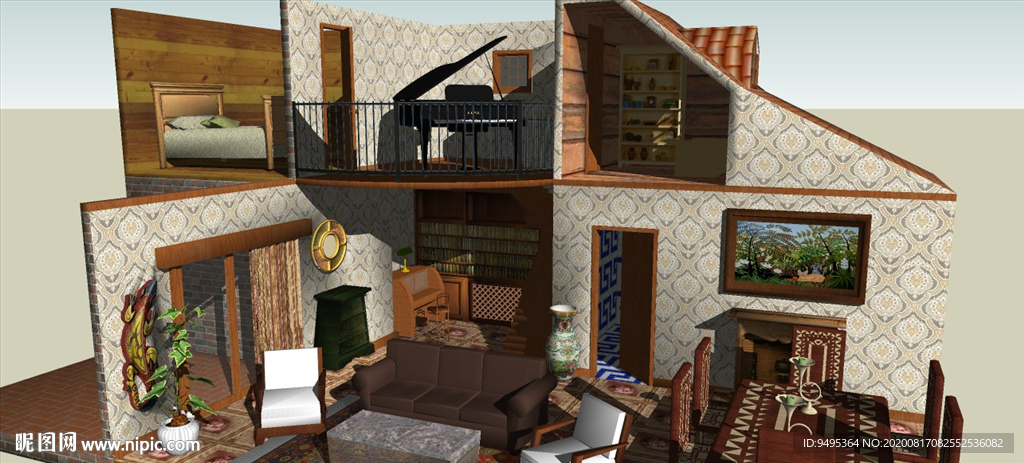 草图大师模型精美家装室内模型