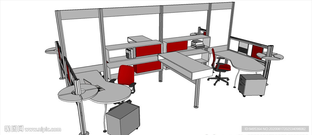 草图大师模型办公桌