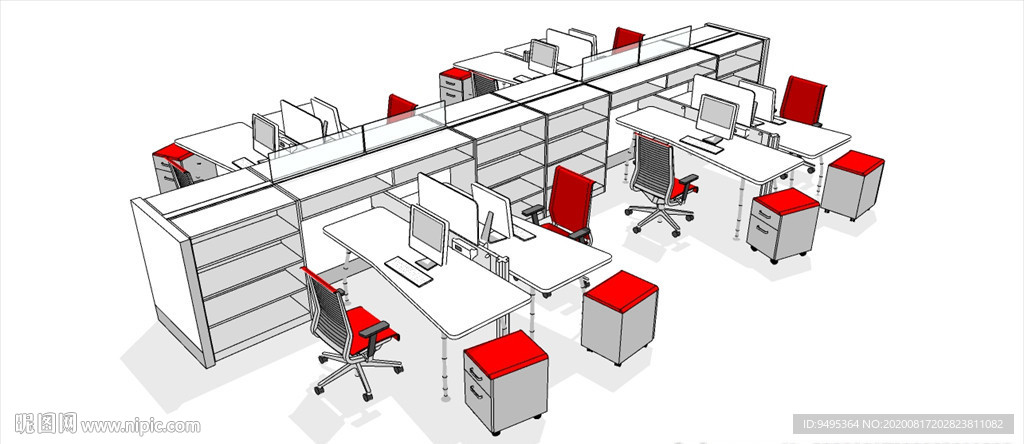 草图大师模型办公桌