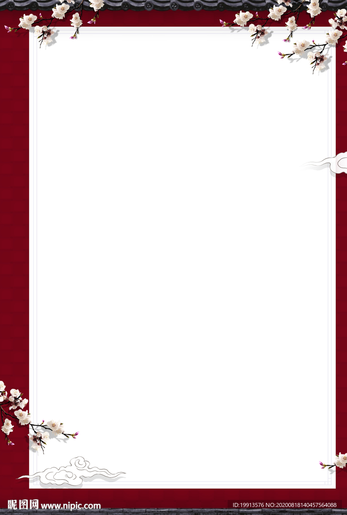 中国风梅花瓦房墙壁背景