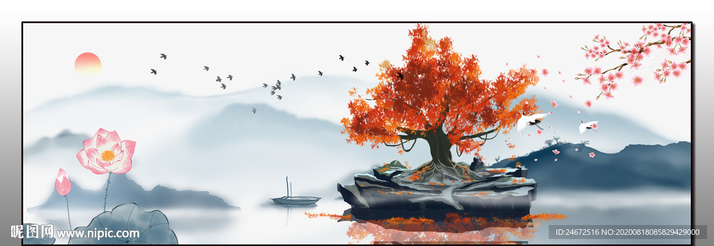 意境山水 风景床头画