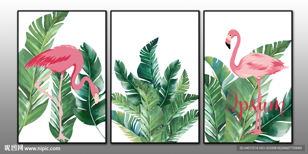 唯美植物三联画