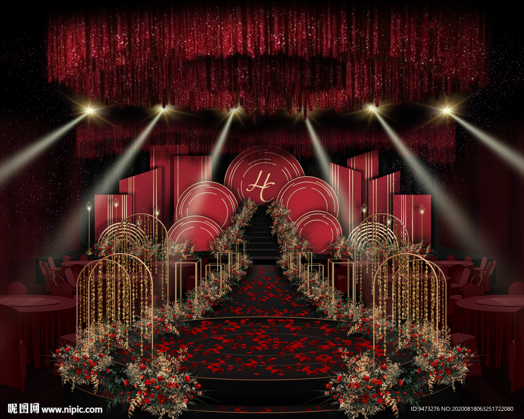 红色系婚礼仪式区