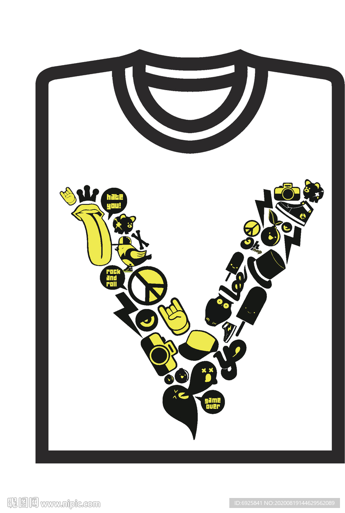 欧美日韩超酷文化衫T恤矢量