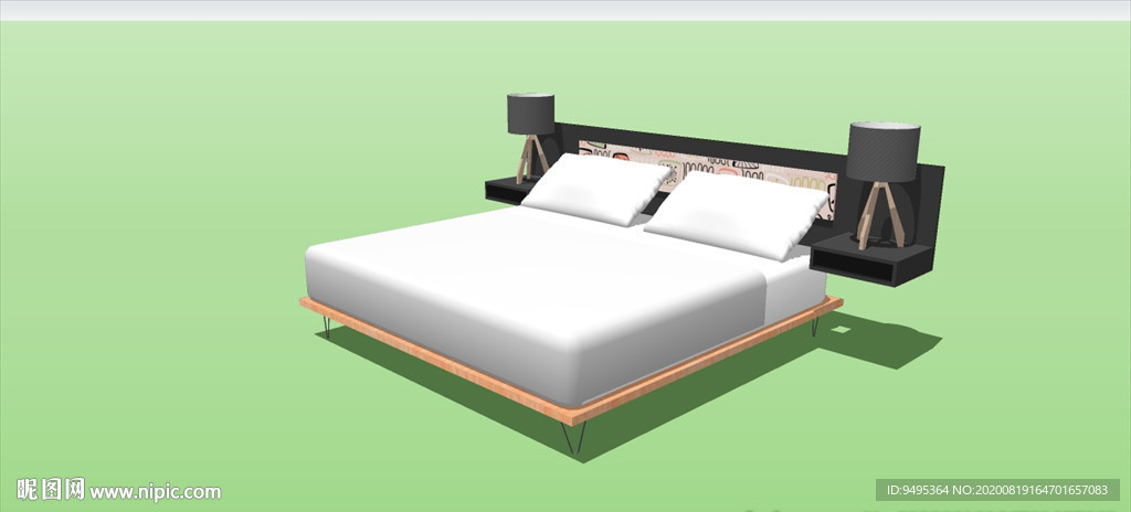 草图大师模型现代家具双人床