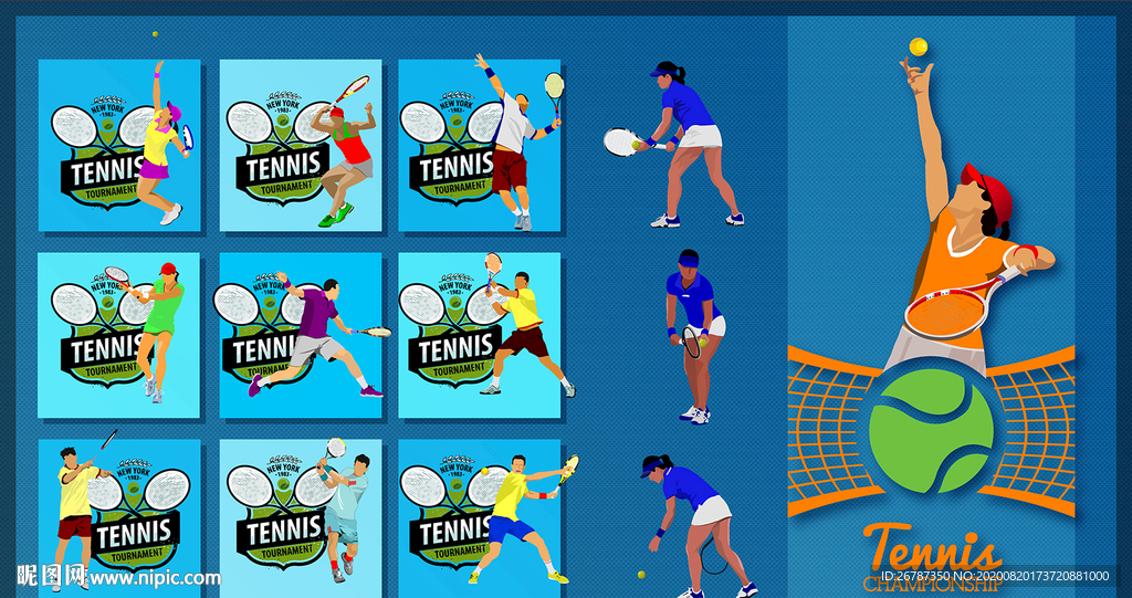 矢量职业网球运动系列