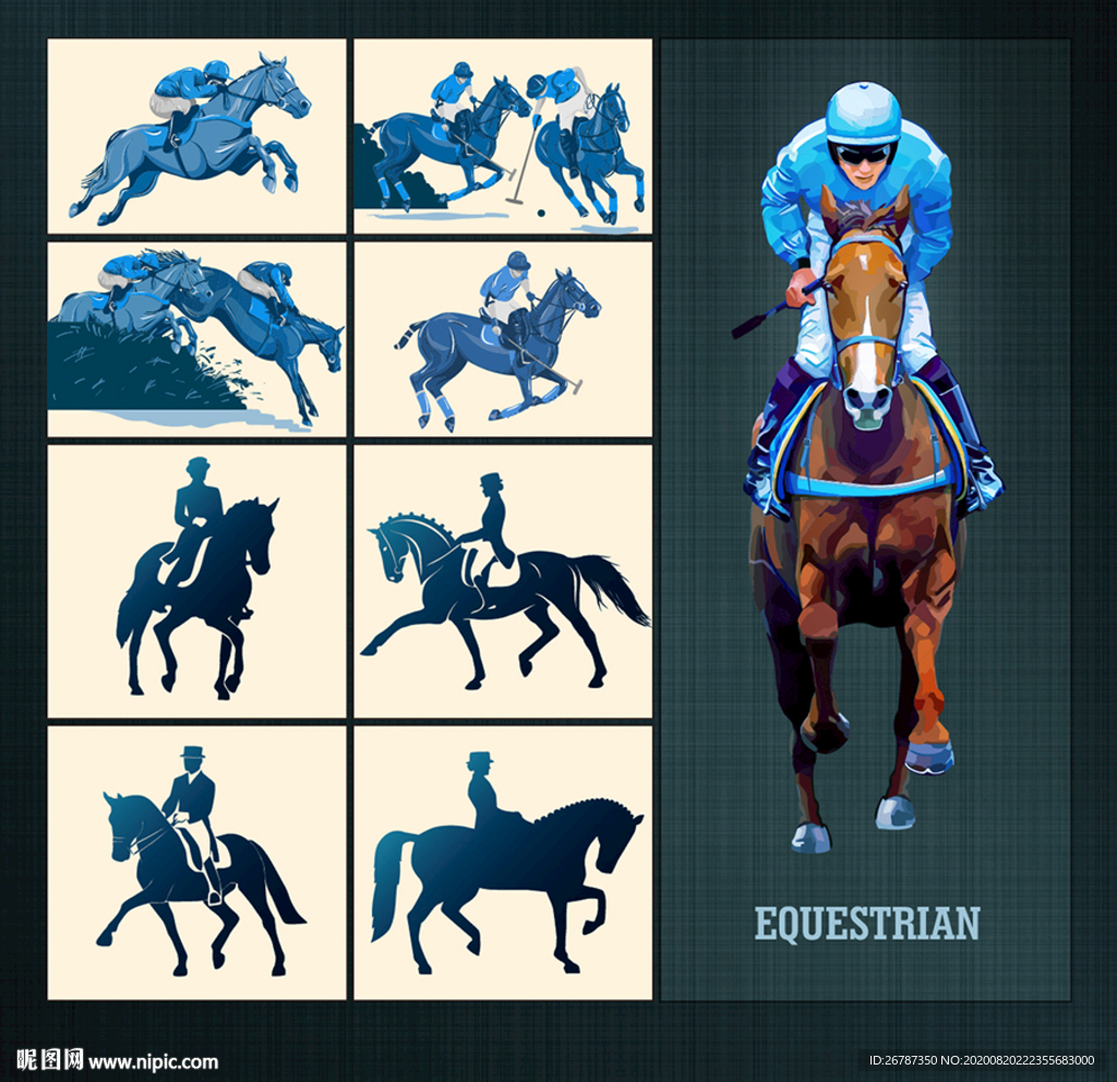 矢量欧洲传统马术系列
