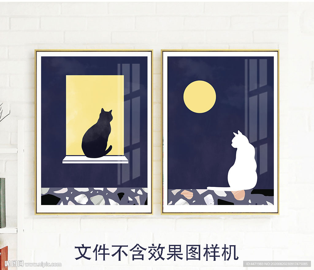 猫咪剪影艺术装饰画