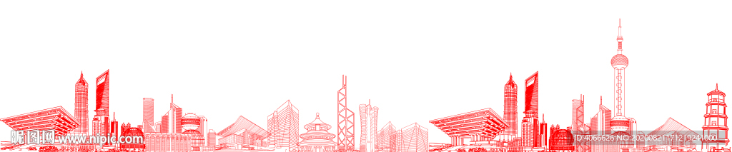 中国建筑剪影线条图片