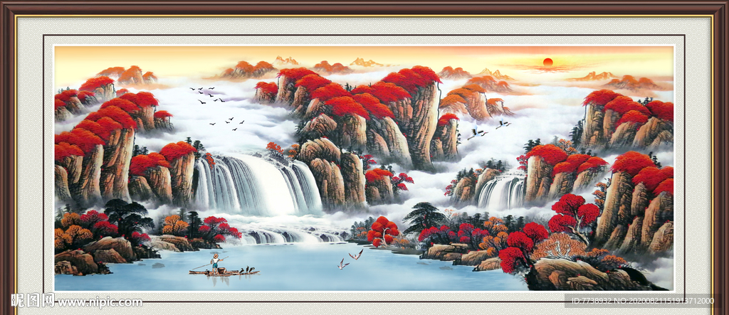 旭日东升 山水画