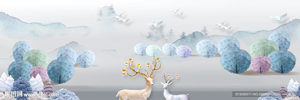 中式卧室横幅床头画晶瓷画装饰画