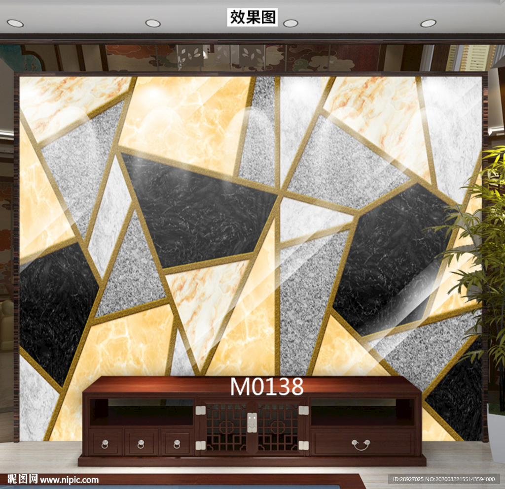 3D几何大理石背景墙