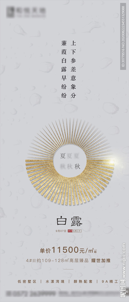 简约房地产白露节气海报