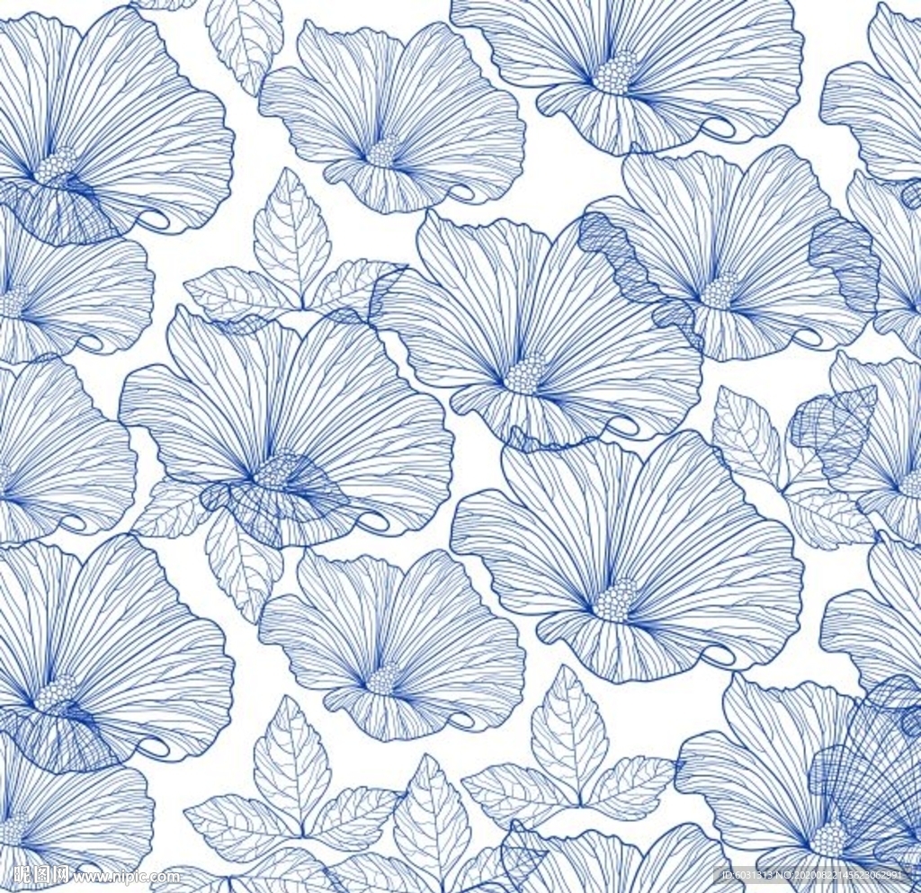 线描花连续图案