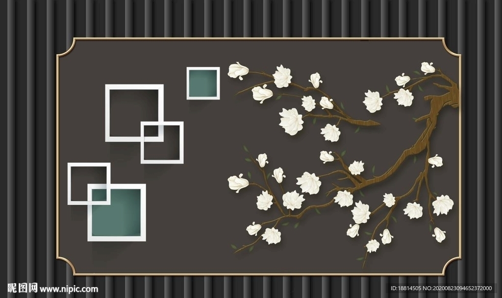 新中式花鸟背景墙