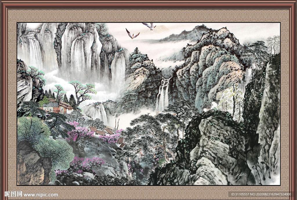 聚宝盆山水画