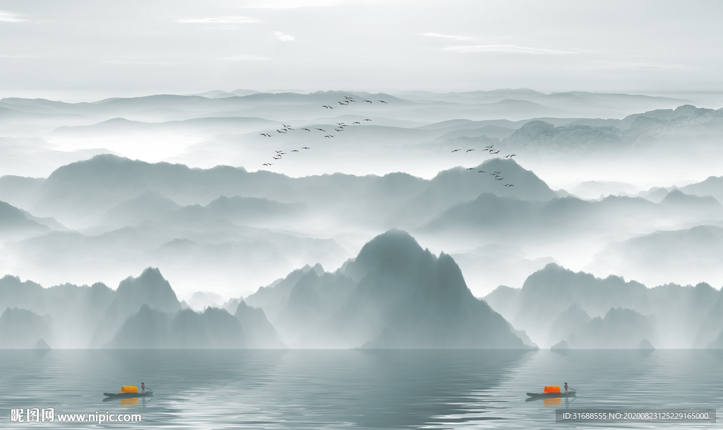 水墨意境山水电视背景墙