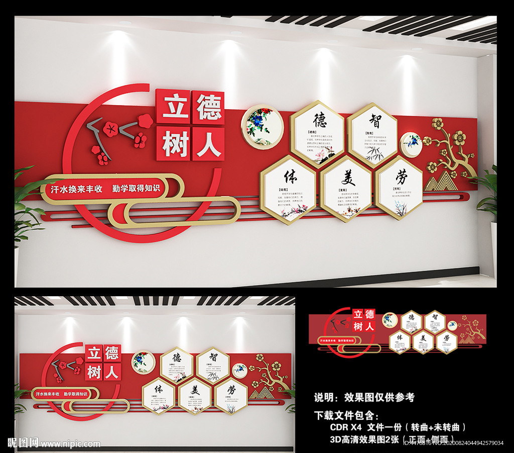 德智体美劳 校园文化墙