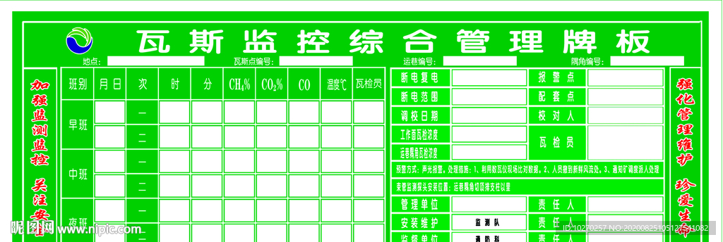 瓦斯检测综合牌板