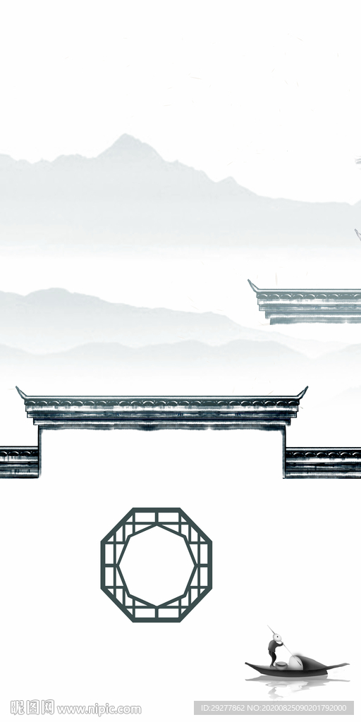 徽派 玄关中式挂画 TIF分层