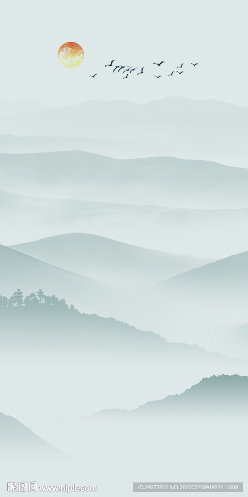 现代玄关中式挂画 TIF分层