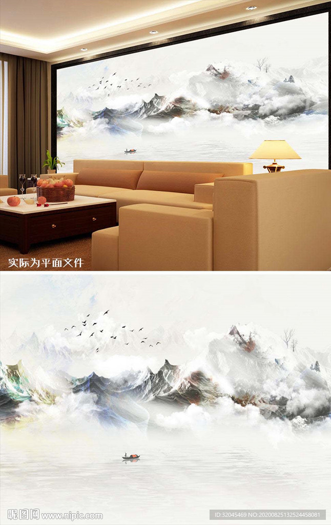 新中式水墨画背景墙