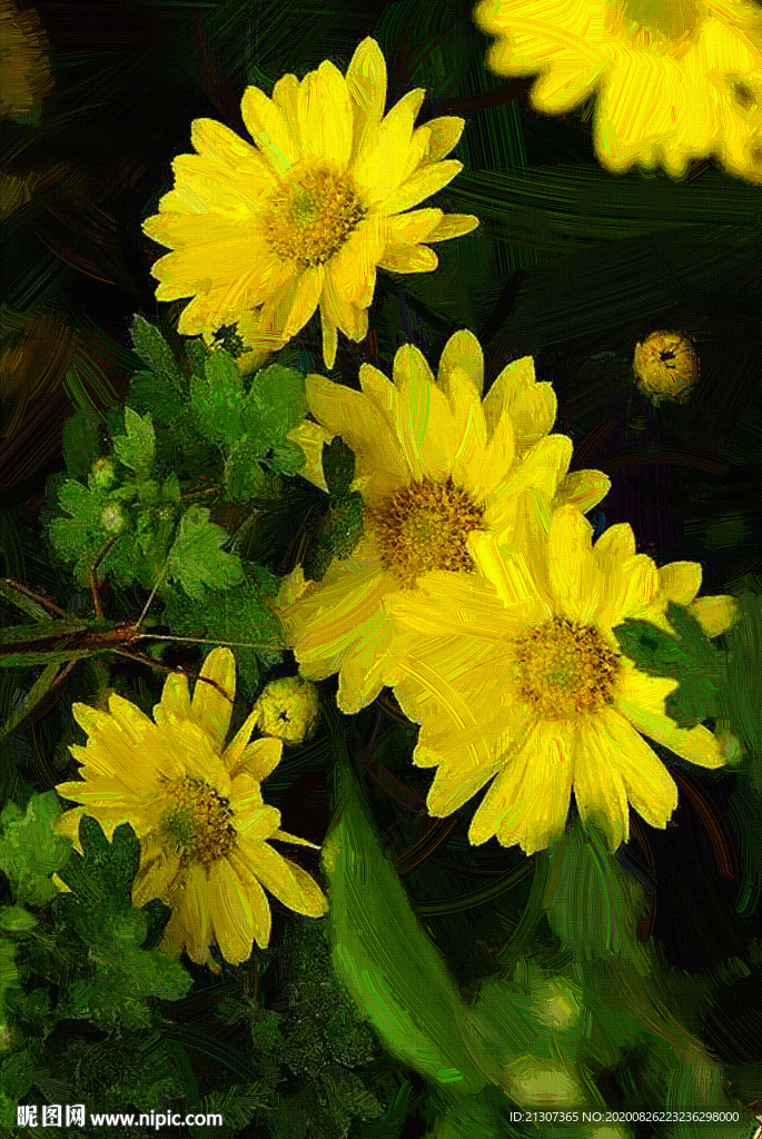 雏菊油画装饰画