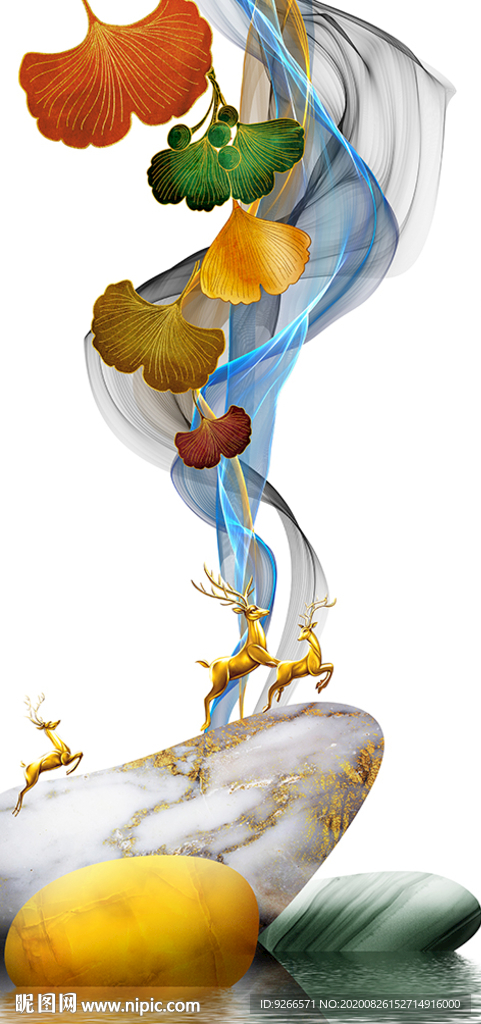 麋鹿抽象玄关装饰画