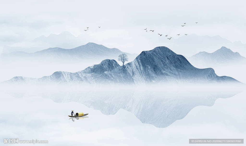 中式意境山水画
