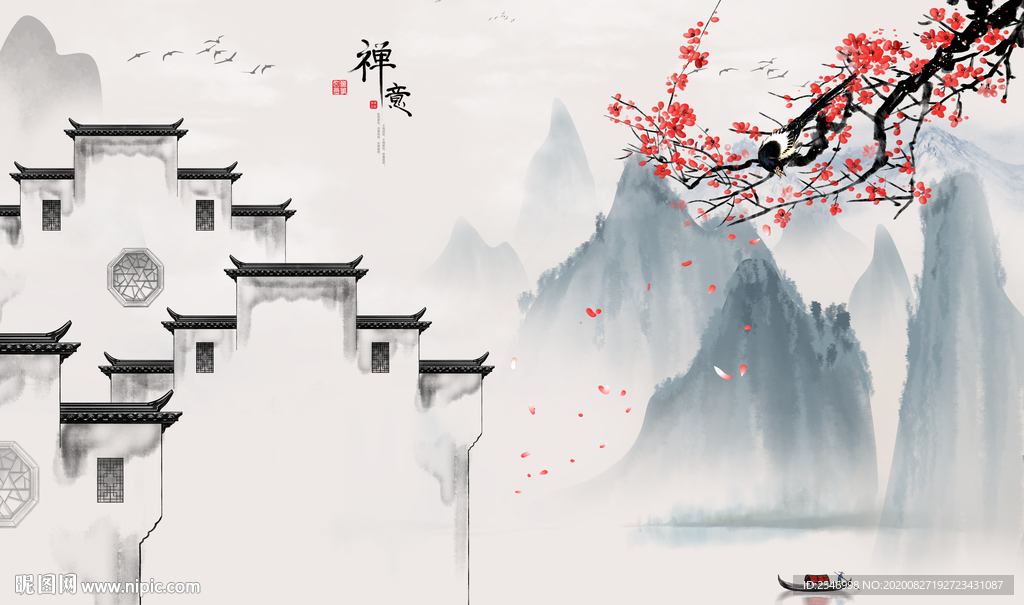徽派建筑 意境山水马头墙