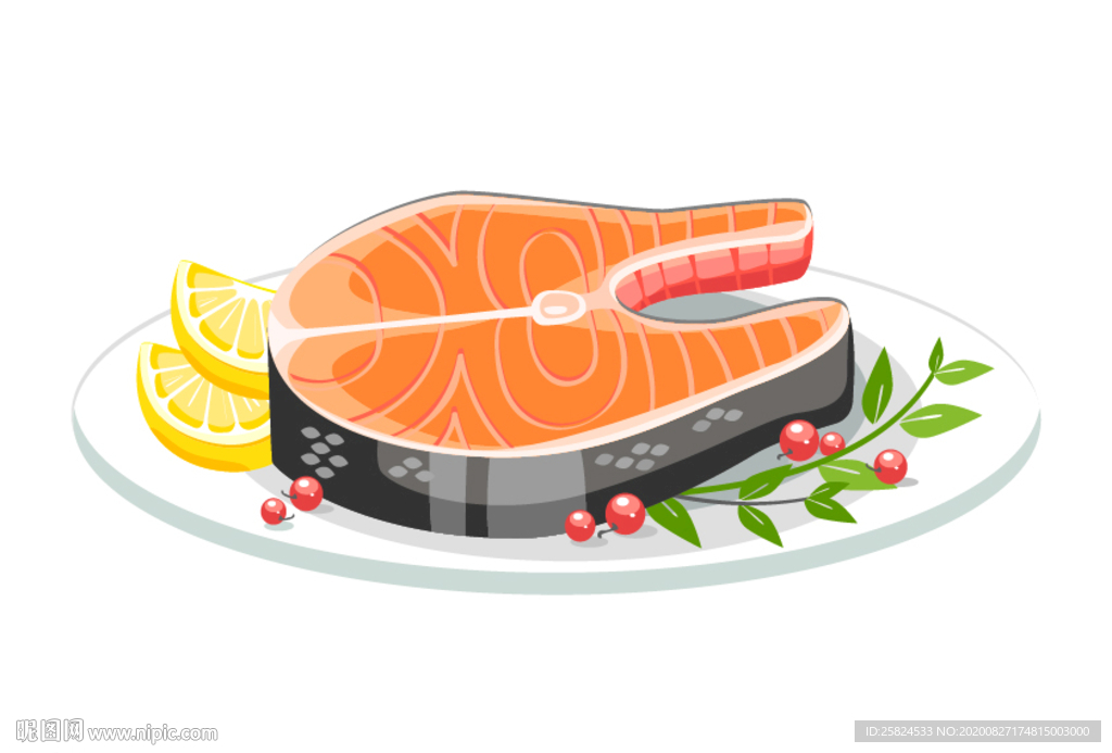 三文鱼矢量美食