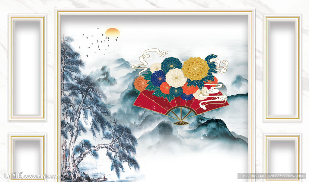 新中式装饰画背景墙