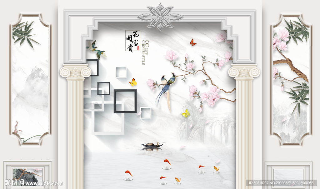 新中式装饰画背景墙