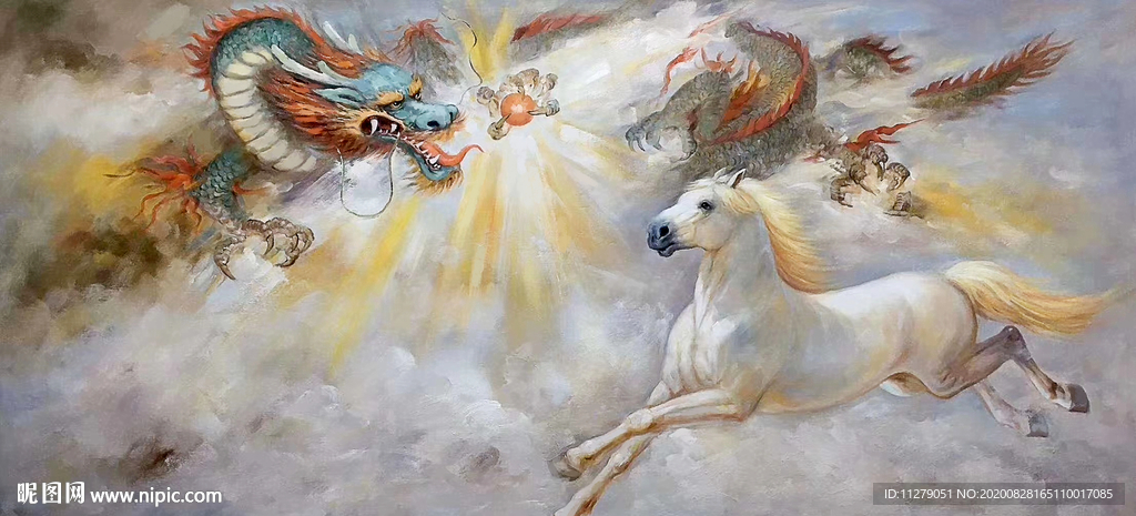龙马精神油画
