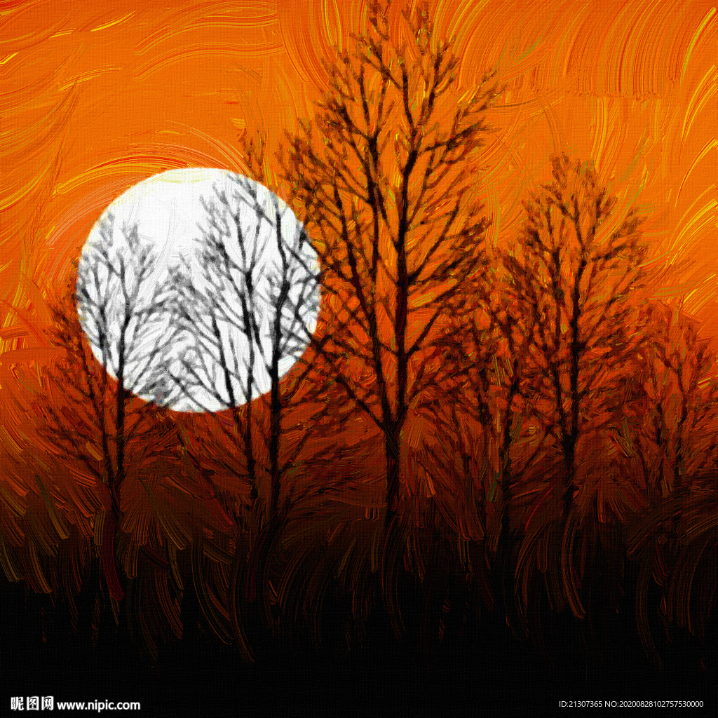 夕阳抽象装饰画油画