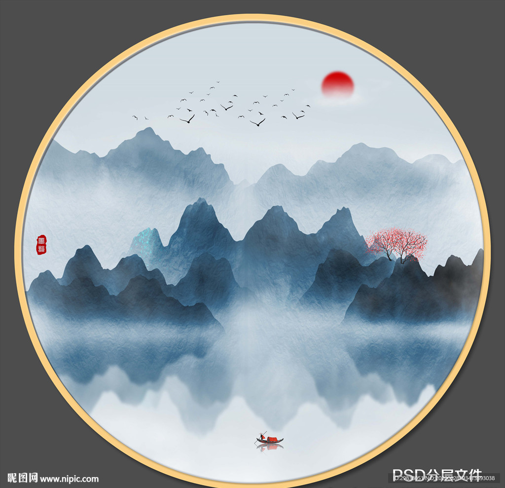 圆形山水画