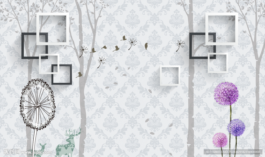 现代简约背景墙