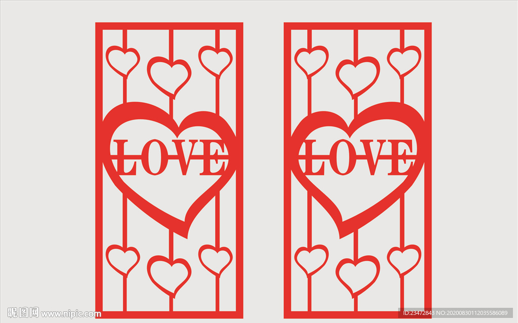 爱心隔断花格雕刻love