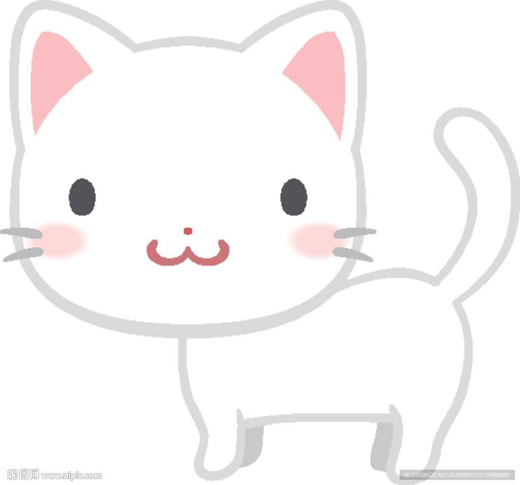 卡通小白猫插画图标