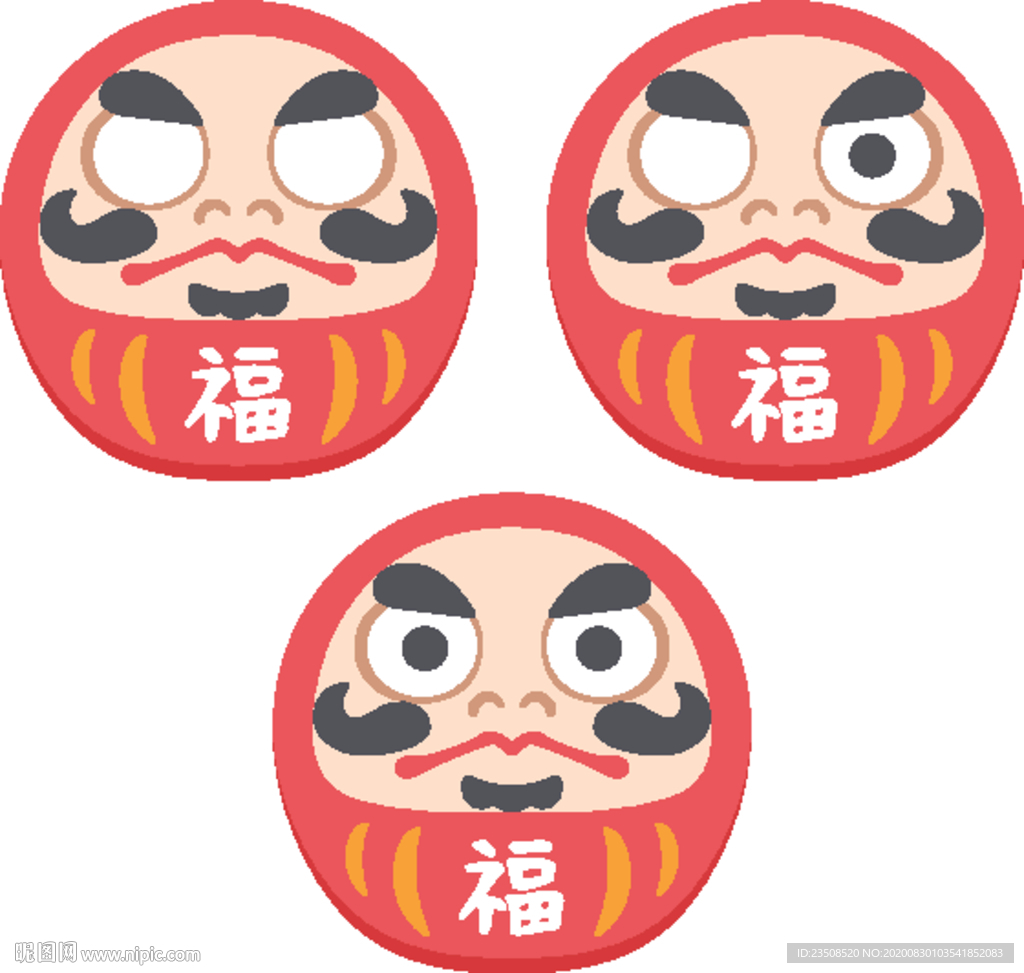 卡通日本达摩插画图标