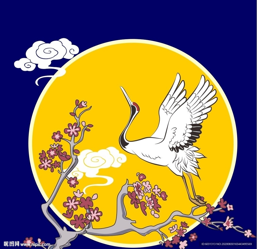 梅花 月 鹤