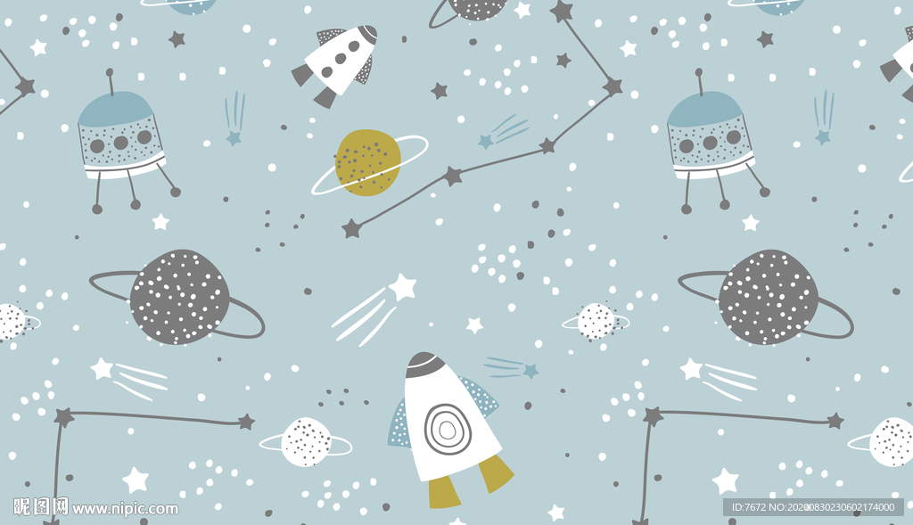 简约现代卡通太空火箭飞船