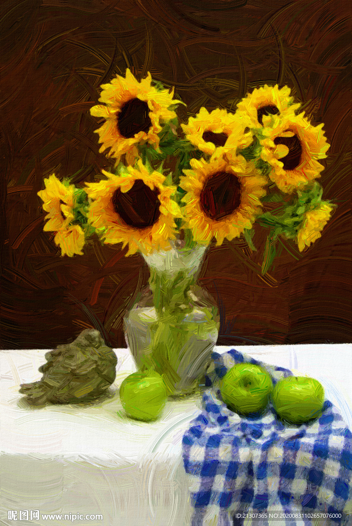 静物油画装饰画向日葵