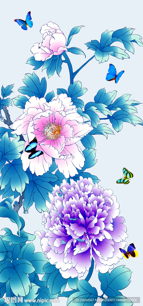 牡丹颂玄关过道电视背景墙